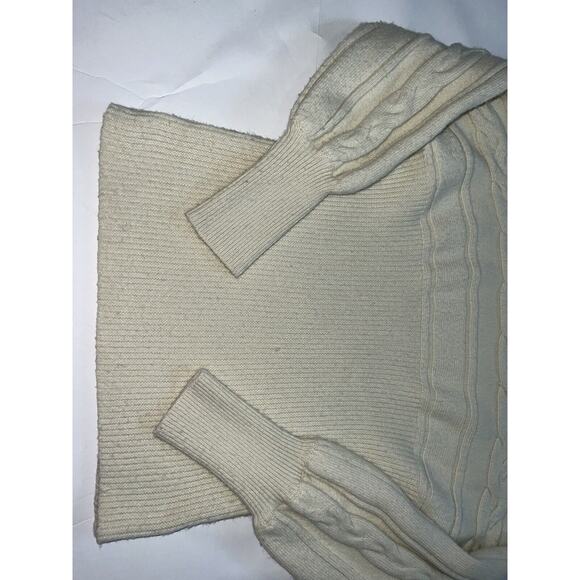 JOA Chunky Sweater Women Size Small Cream Cable Knit Ribbed Turtleneck Cabincore - Picture 13 of 13